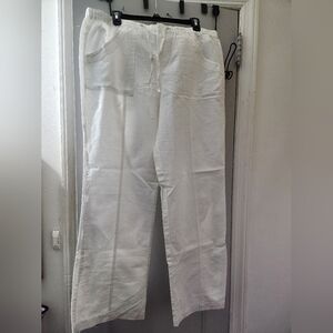 White linen pants